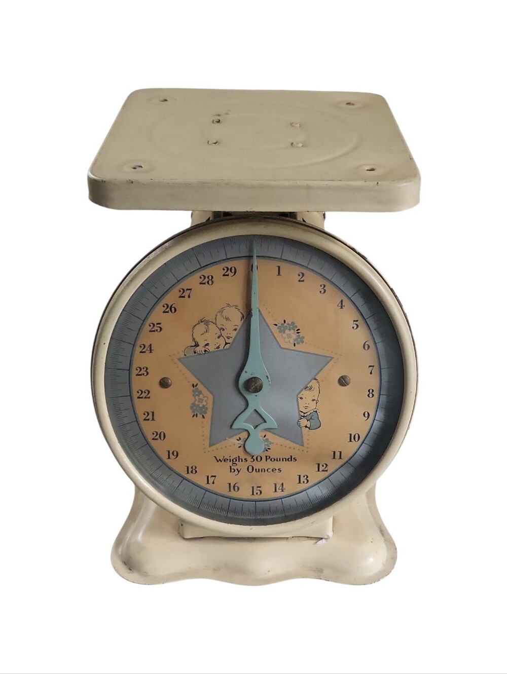 Vintage Shabby Chic Baby 30 Lb Metal Scale